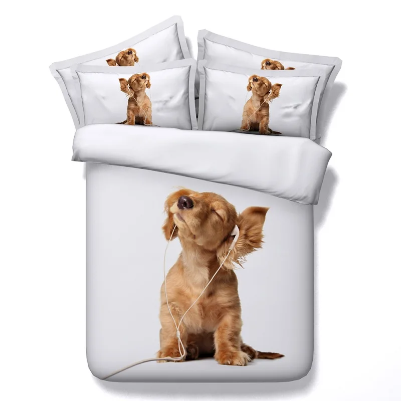 

3D Dog print Bedding set Luxury quilt duvet cover bed in a bag sheet sheets linen Queen size Cal California King Full twin 4pcs