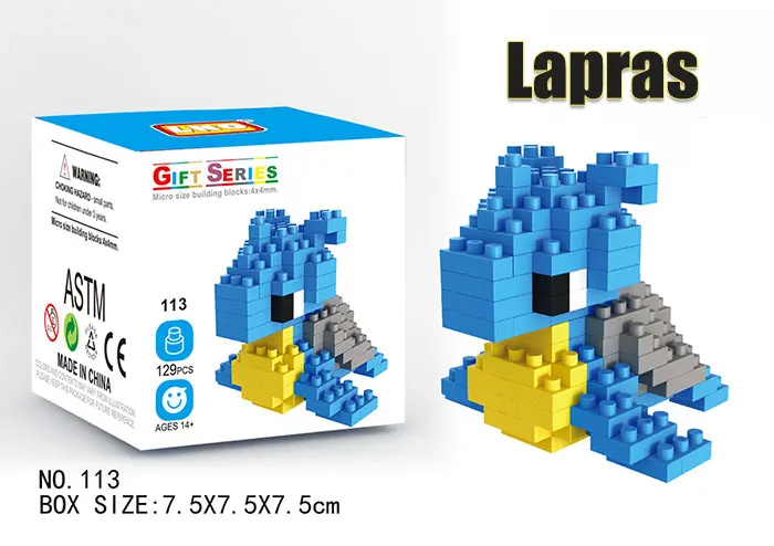 Lapras Карманы Монстры блок Poke Mon строительный стек мальчик фигурка кирпичная игрушка Minecrafted малыш ребенок пикачус чармандерс Psyducks Cubones - Цвет: Lapras