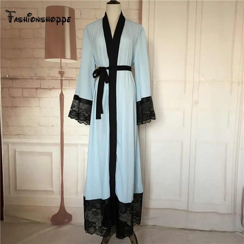 Женское платье-кимоно Abaya черное кружевное платье-кафтановое с