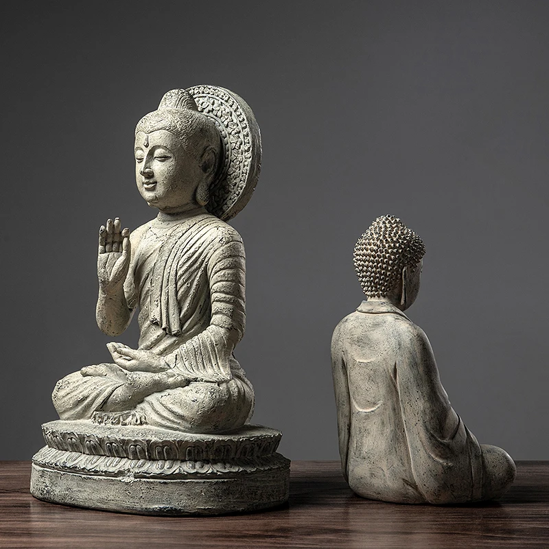 Zen Buddha statue lucky decoration home creative living room wine cabinet office resin | Дом и сад