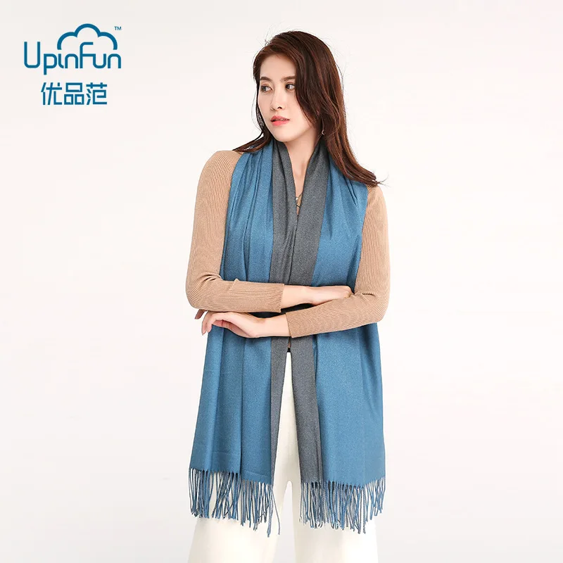 Однотонный двусторонний зимний шарф для женщин 2018 европейский и американский