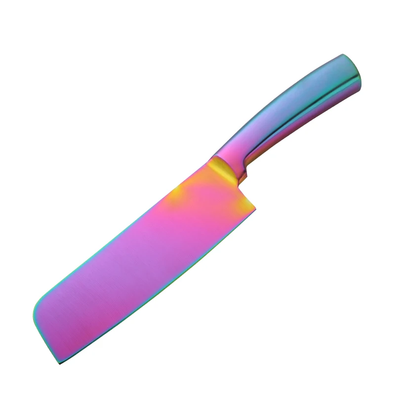 Rainbow no.0-1pc 1 шт., поварские ножи из нержавеющей стали, кухонная утварь, нож для измельчения фруктов, овощей, кухонный нож, набор аксессуаров для приготовления пищи, Кливер 6,3 дюйма - Цвет: Rainbow no.0-1pc