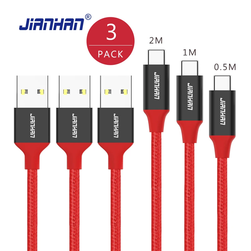 Paquete de 3 cables USB tipo C de carga rápida, Cable de datos USB C A USB 3 A para Samsung S8, Xiaomi 5, Nexus 6P, One Plus 2, 3T, LG G5, 4c