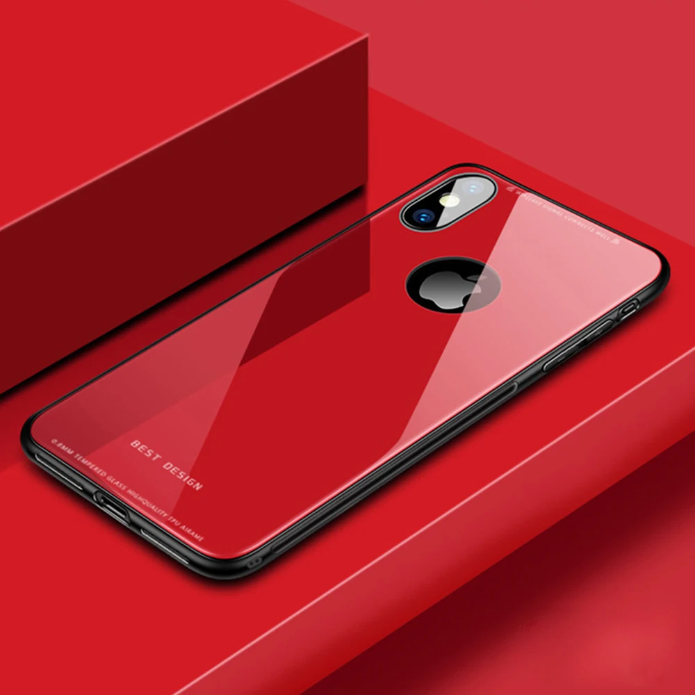 Чехол для телефона из закаленного стекла iPhone X XR XS MAX 8 7 6 6S Plus мягкий жесткий