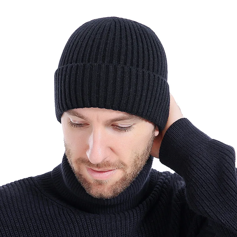 Новинка, шерстяные шапки, вязаные мужские зимние шапки, шапки Skullies Bonnet, Зимние головные уборы для мужчин и женщин, Теплые Мешковатые шапки для спорта на открытом воздухе