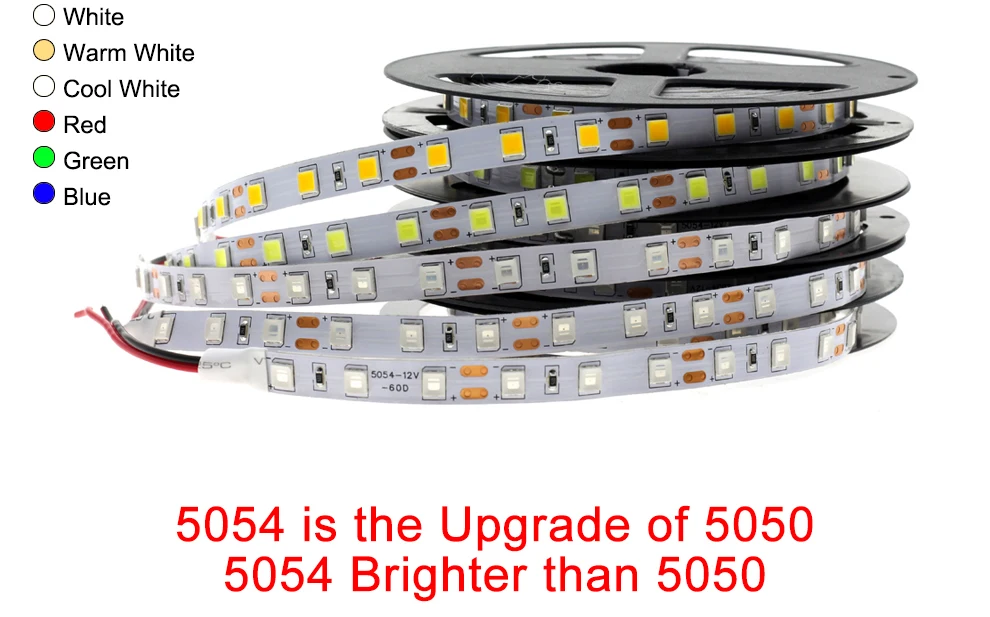 Светодиодная лента 5054 DC12V гибкий светодиодный светильник 60 Светодиодный/м 5 м/лот, 5054 является обновлением 5050, ярче, чем 5050