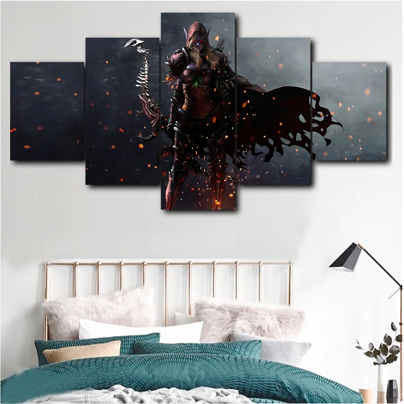 Игра 5 шт. HD Печать Красивая Леди Sylvanas Windrunner плакат, картина стены художника украшение дома украшение стены