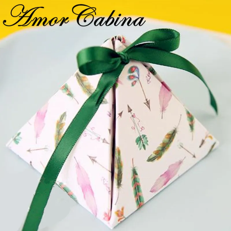 30 шт. свежая зеленая Подарочная коробка с бантом пирамида Романтическая