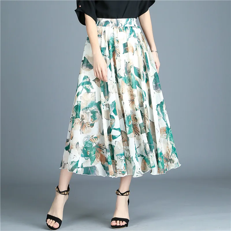 2018 летние юбки женская шифоновая юбка с высокой талией Женская длинная для