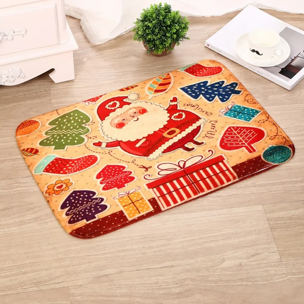 Merry Christmas Door Mat Santa Claus Flannel Outdoor Carpet Decorations For Home Xmas Party mat | Дом и сад