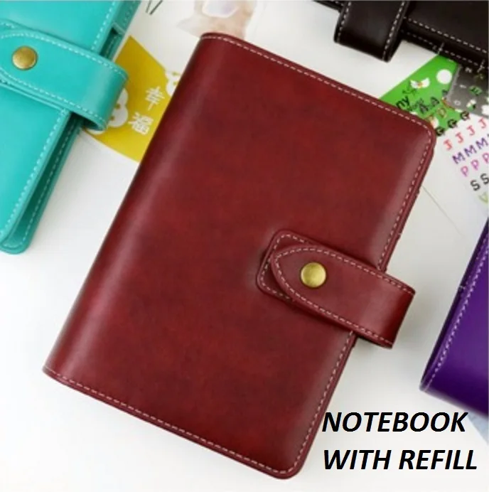 Wine Red Notebook Кожаный перезаправляемый блокнот для путешествий из искусственной кожи, винтажный блокнот dokibook filofax, ежедневник, блокнот, папка A5, A6 - Цвет: Wine Red Notebook