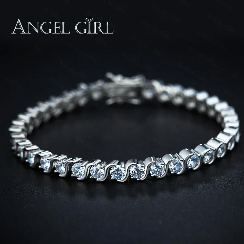 Angel Girl AAA+ Круглый Теннисный браслет с кубическим цирконием для женщин, браслеты и браслеты для женщин, позолоченный браслет, manchette femme
