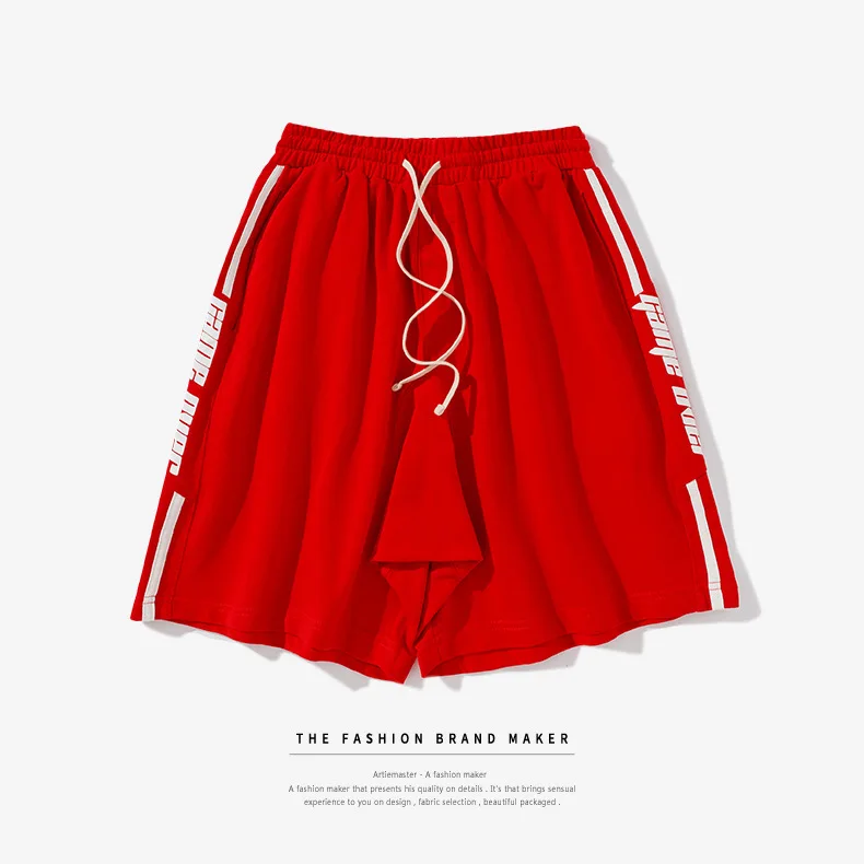 Passion Letter Printed Side Stripe Man's Shorts Sportswear Contrast Color High Street Sweatpants Vintage Drawstring Mens | Мужская