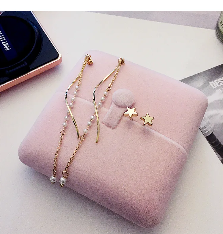 Fashion Korean Women Simulated-pearls Star Drop Earrings Elegant Geometric Tassel Dangle Long Jewelry | Украшения и аксессуары
