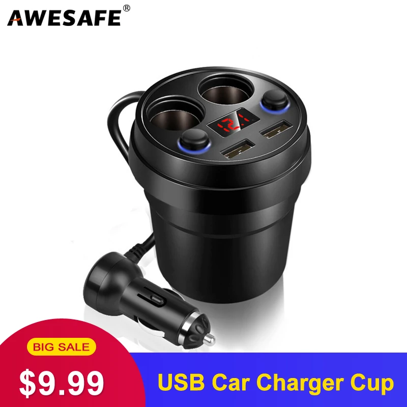 AWESAFE 3.1A двойной зарядное устройство USB чашка зарядка Напряжение Ток дисплей