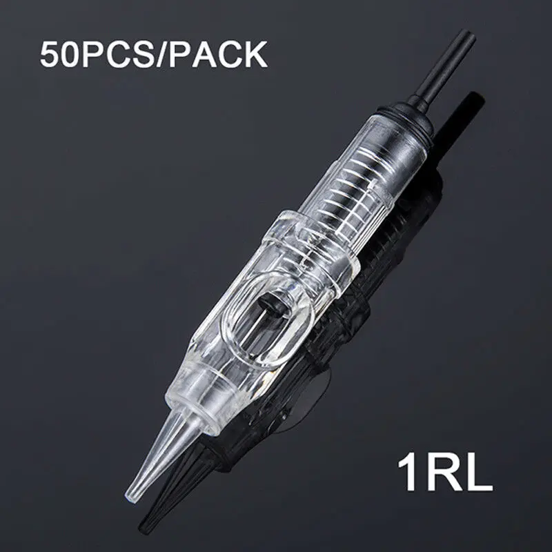50pcs 1RL Инструмент для перманентного макияжа пистолет для татуажа бровей Макияж для губ Ротари Машина татуировки швейцарский моторная ручка пистолет с 1/3/5/7 RL иглы - Цвет: 50pcs 1RL