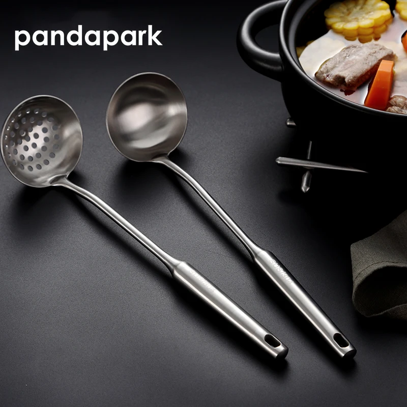Pandapark 304 Нержавеющая сталь половник дуршлаг Unibody ложки и сита посуда Кухня Laddle