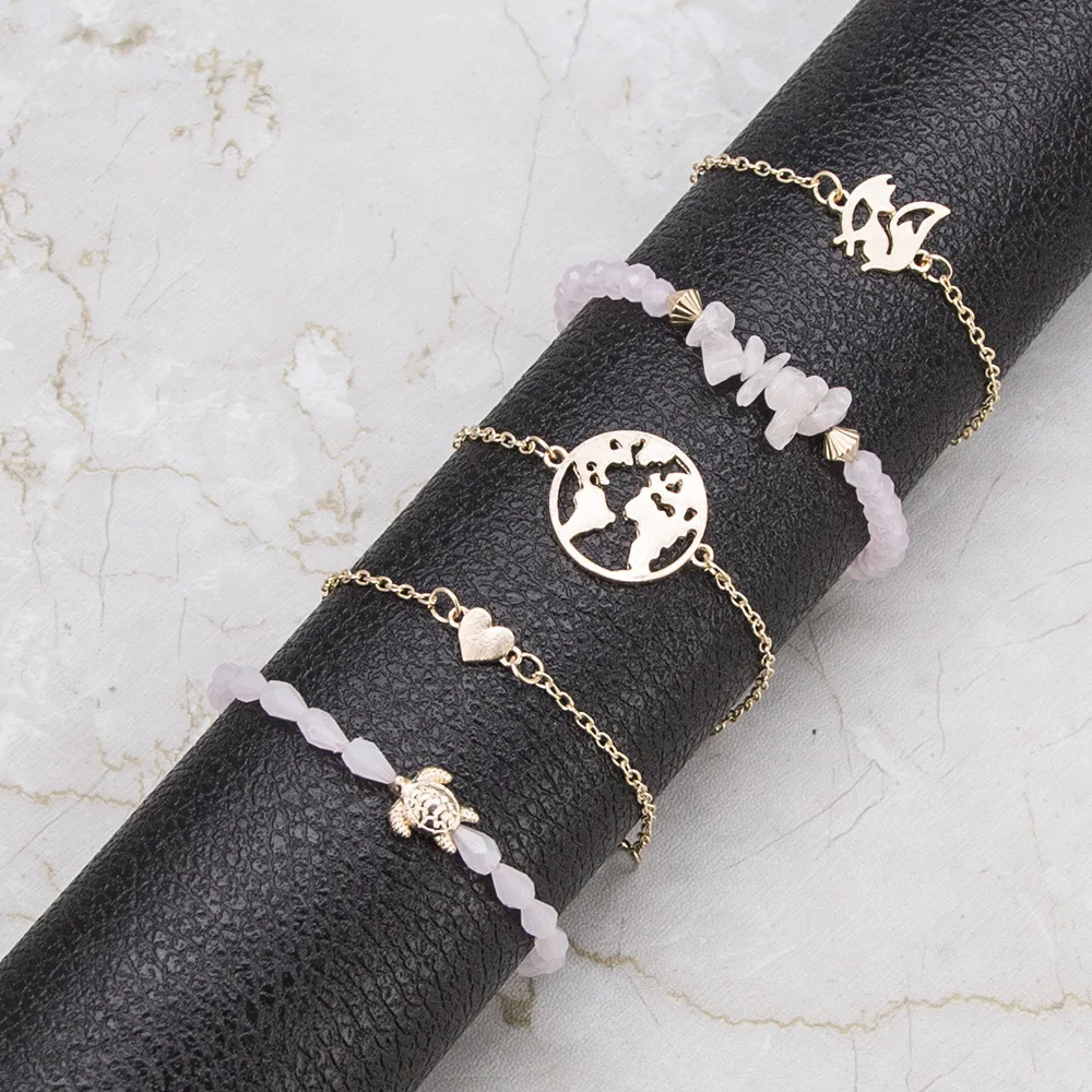 5 шт. Набор браслетов многослойный Регулируемый Открытый браслет набор