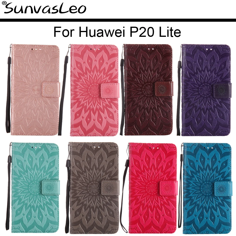 

For Huawei P20 Lite Flip Leather Case Embossing Wallet Back Cover Skin Shell Stander Holder Fundas Capa with Card Slots