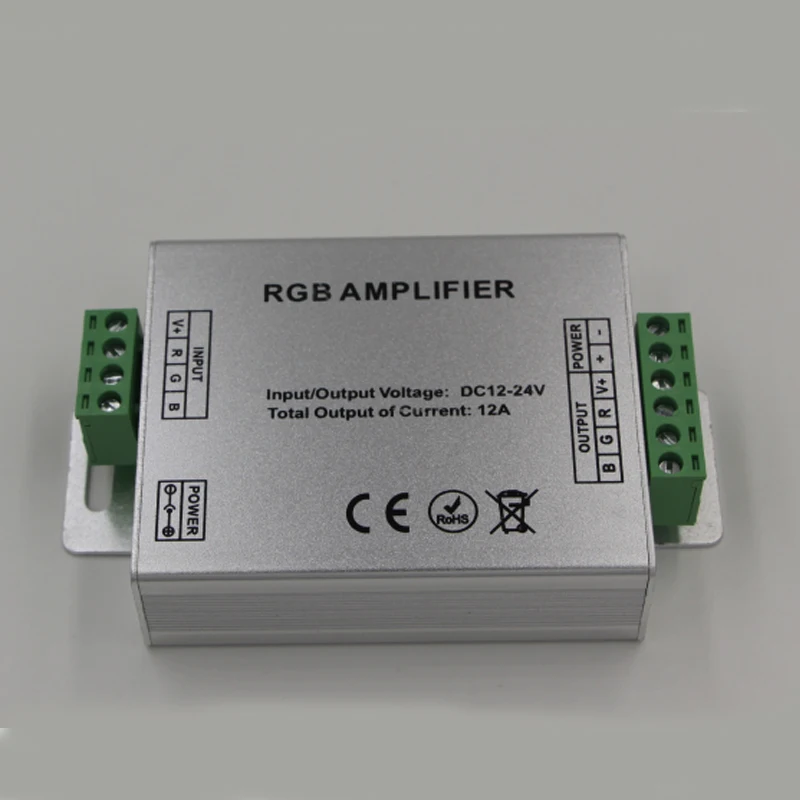 1 шт. 12A LED RGB усилитель DC12 24V 4pin расческа со светодиодным контроллером для 5050 3528 2835