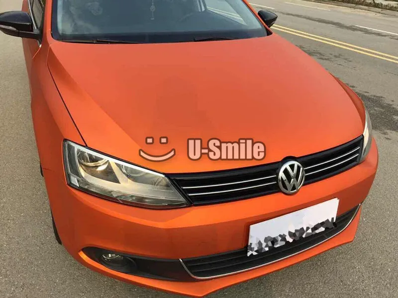 Высококачественная матовая оранжевая металлическая виниловая пленка без