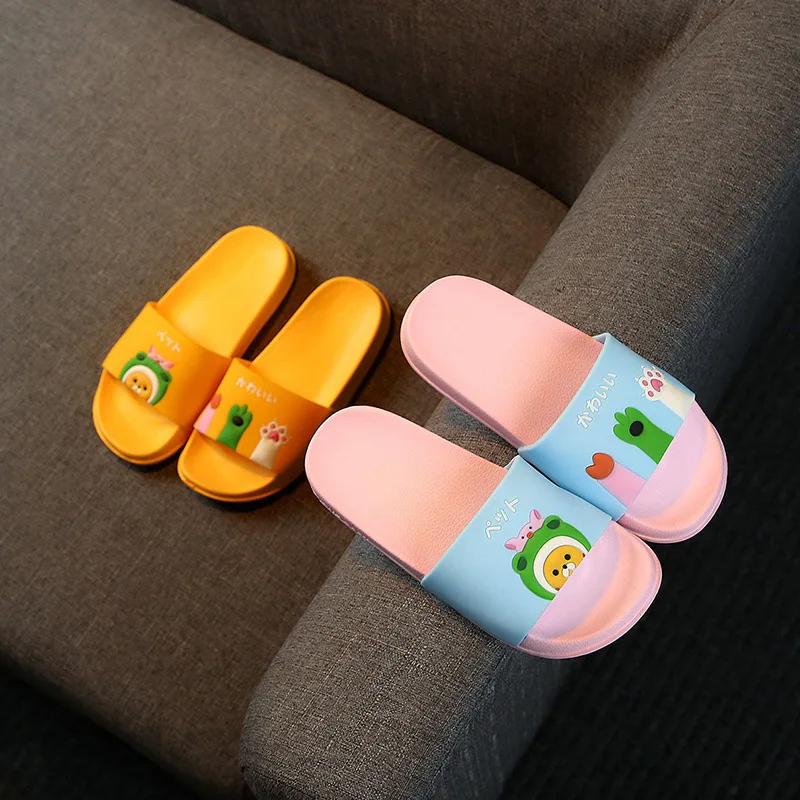Детские тапочки с рисунком кота домашняя обувь для маленьких мальчиков и девочек