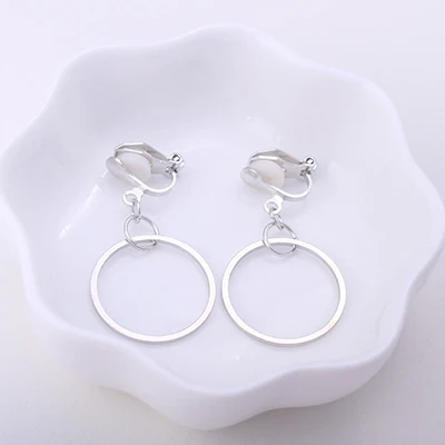 Silver Plated Геометрический круглый клипсы непроколотое Ухо Зажимы Мода золотого цвета, металлические серьги для Для женщин модные ювелирные изделия в стиле минимализма CE20 клипсы для ушей - Окраска металла: Silver Plated