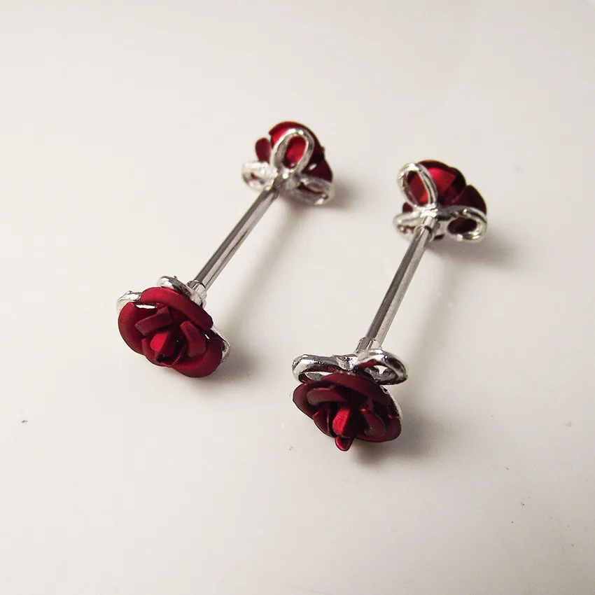 2piece 14Gx16mm Punk Rock Sexy Red Rose Flower Mamilo Nipple Rings Body Piercing Jewelry Barbell ring Women Gift | Украшения и