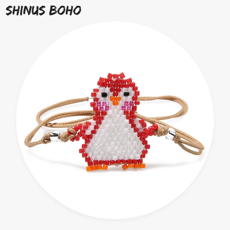 Женский браслет из бисера SHINUSBOHO с милым пингвином ручной работы регулируемые
