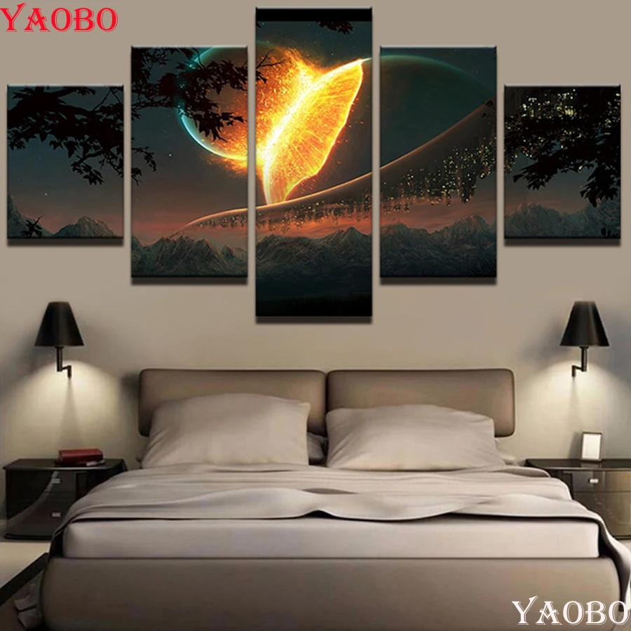 

Полноразмерная круглая Алмазная мозаика, 5 шт./компл. 5d алмазная живопись «сделай сам», алмазная вышивка с планетами, пейзажами, распродажа, ...