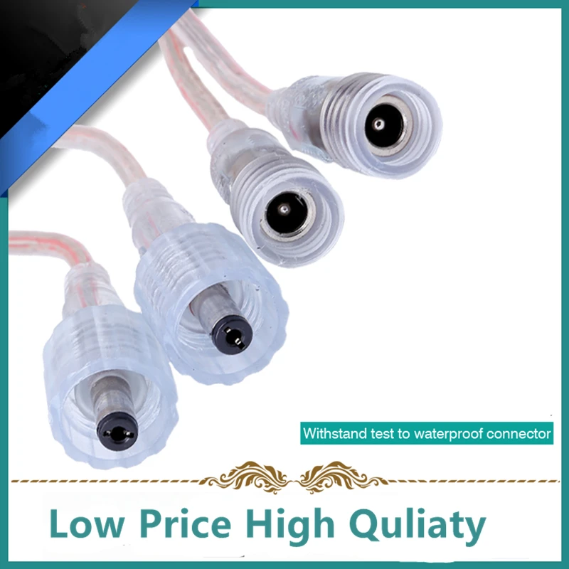 

IP68 Waterproof DC Connector DC 5.5 x 2.1mm Plug 2 pin Power Wires for Single Color Led Strip , 1pair/lot