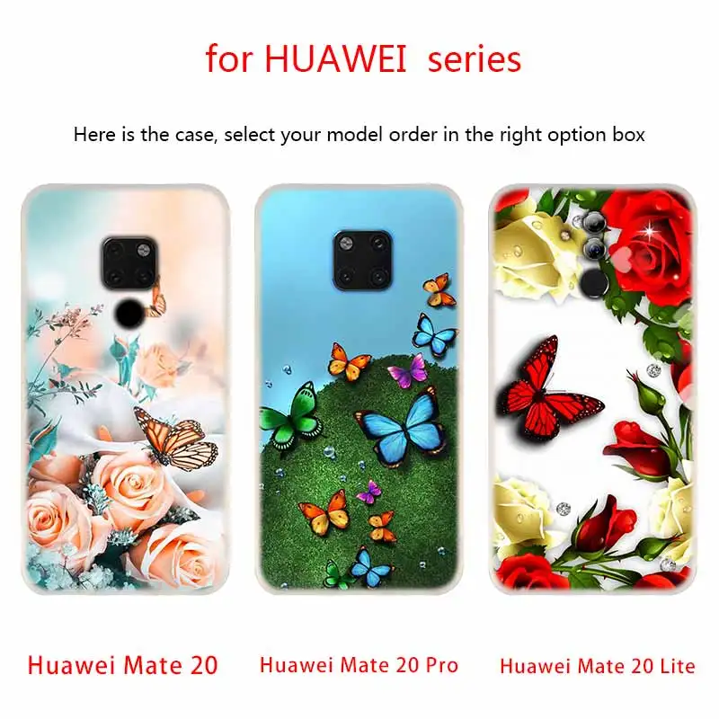 Soft Silicone Case For Huawei Mate 30 20 10 Lite Pro 20X S Y9 2018 2019 NOVA 3 3i 4 black Cute Butterfly Flower | Мобильные телефоны