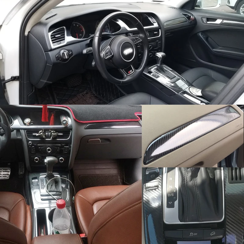 Для Audi A4 A5 B8 2009- внутренняя Центральная панель управления дверная ручка 3D/5D наклейки из углеродного волокна наклейки аксессуары для стайлинга автомобилей