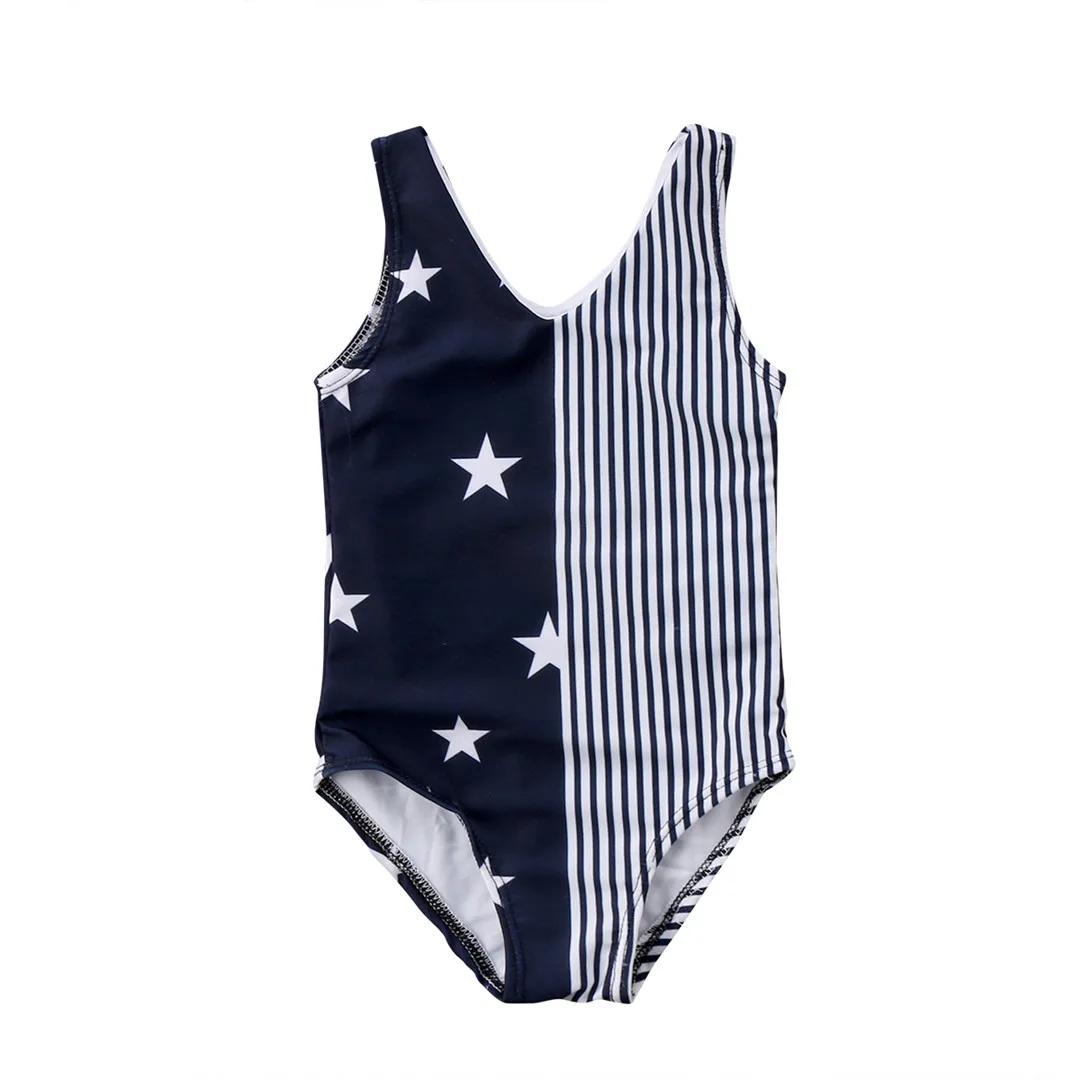 Mother and Daughter Swimsuit Women Baby Girls Striped One Pieces Swimwear Bikini Beachwear Swimsuit Bikini Beach Costume Suit