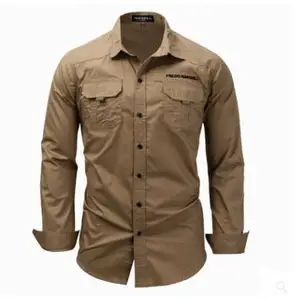 Рубашка J2397 мужская с длинным рукавом, хлопковая однобортная блуза с отложным воротником, европейские размеры, весна-осень