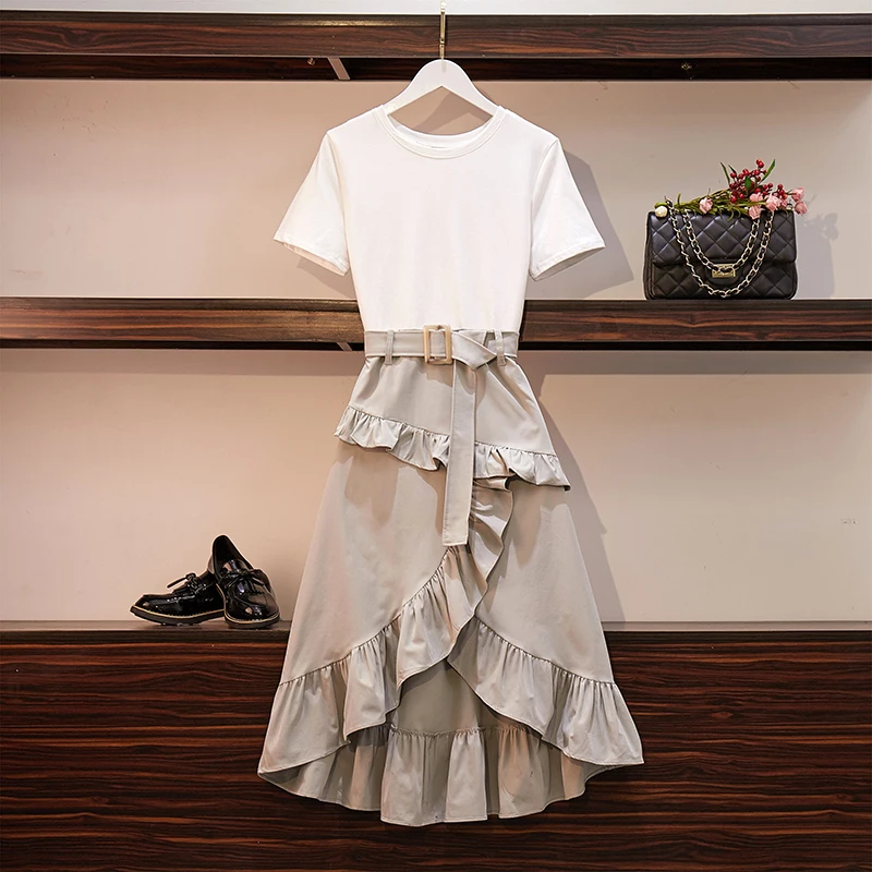 2019 летние Для женщин Белое платье в стиле пэчворк с оборками красивые женские
