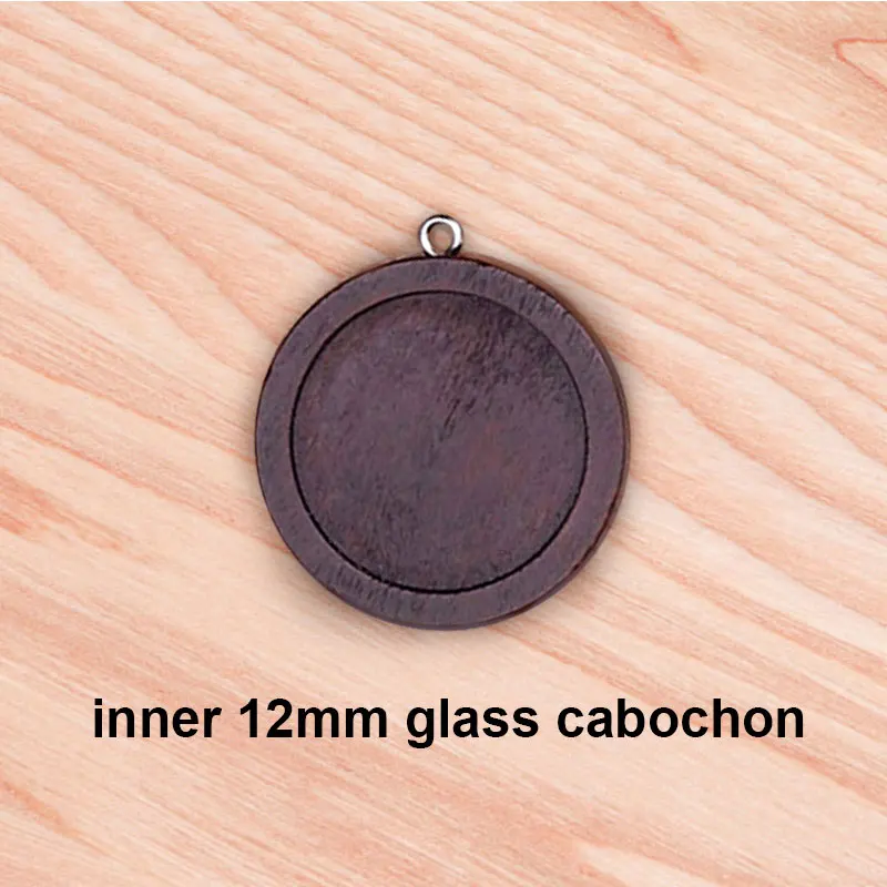dark brown-12mm 10pcs Inner size 12mm/20mm/25mm Wood Color Round leaf Wood Cabochon Base Setting Charms Pendant Necklace Earrings Findings - Окраска металла: dark brown-12mm