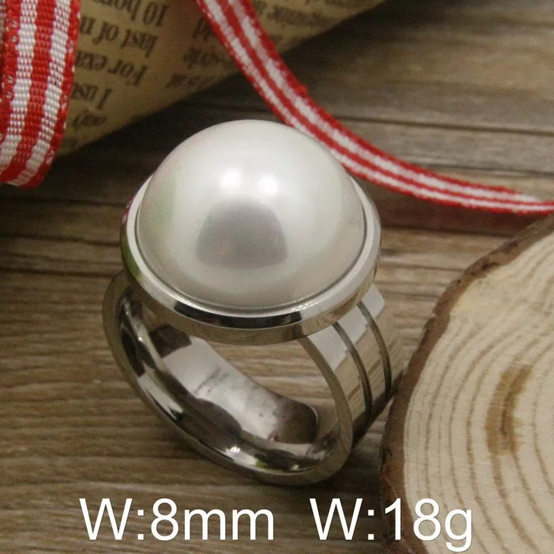 Женское кольцо из нержавеющей стали с искусственным жемчугом|pearl ring|pearl rings for