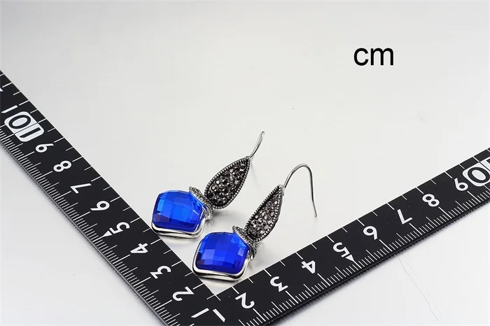 Кластер Черный Кристалл синий Стекло Висячие серьги для женщин девочек белый