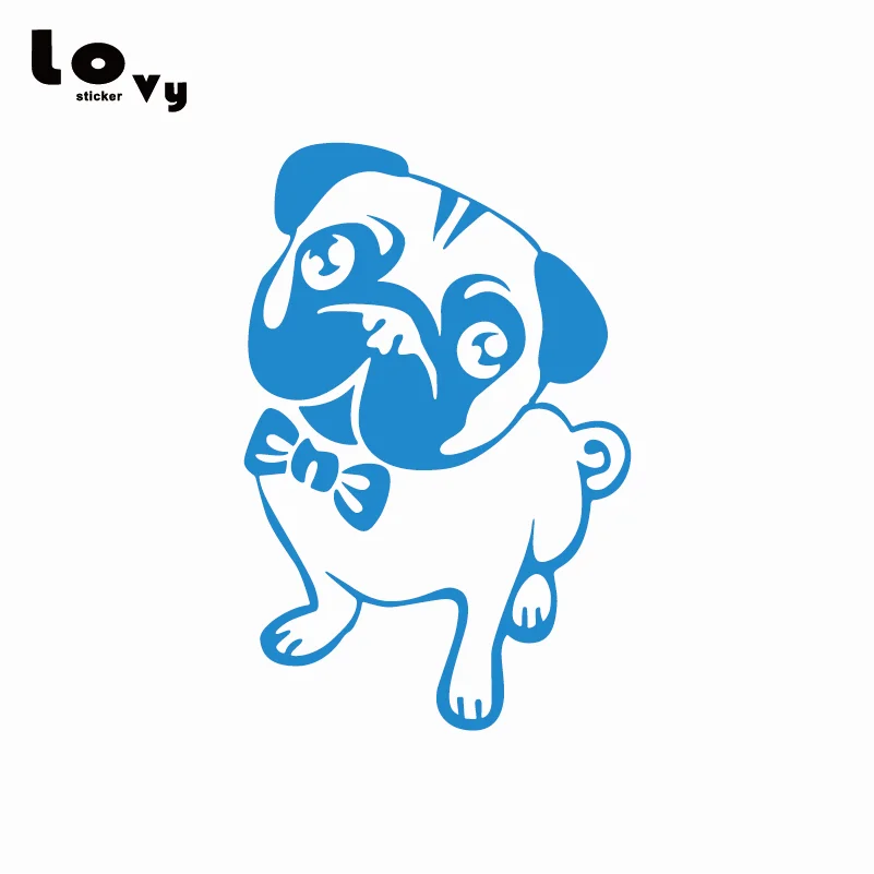 Lovely Pug Dog Vinyl Car Sticker Cartoon Animal Decal for Window Door Body Decoration CA0290 | Автомобили и мотоциклы