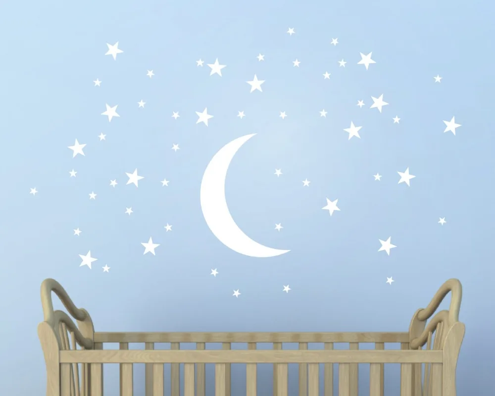 Потрясающие звезды и луна детская стена искусство детский Декор настенные