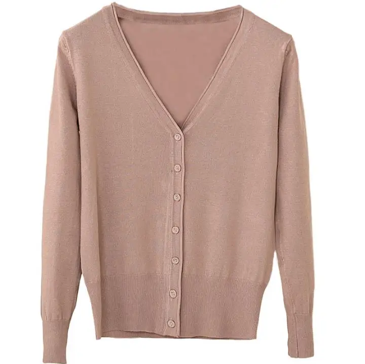 Женский вязаный кардиган повседневный однотонный Кардиган с длинным рукавом и