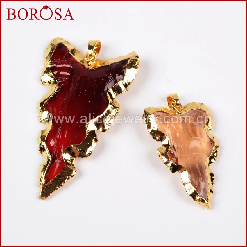 BOROSA распродажа 10 шт. золото Цвет грубые Радуга Стекло Шестерни Arrowhead Форма кулон