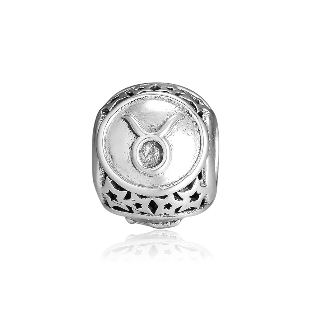 Подходит для Berloque Pandora браслет из стерлингового серебра 925 пробы Телец звезда