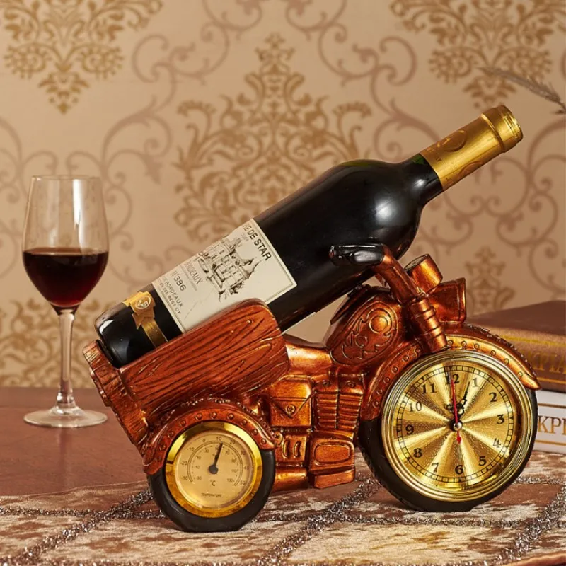 

Motorcycle Clock Wine Rack Wine Cabinet Decoration Ornaments European-style Resin Crafts Home Decoration Accessories