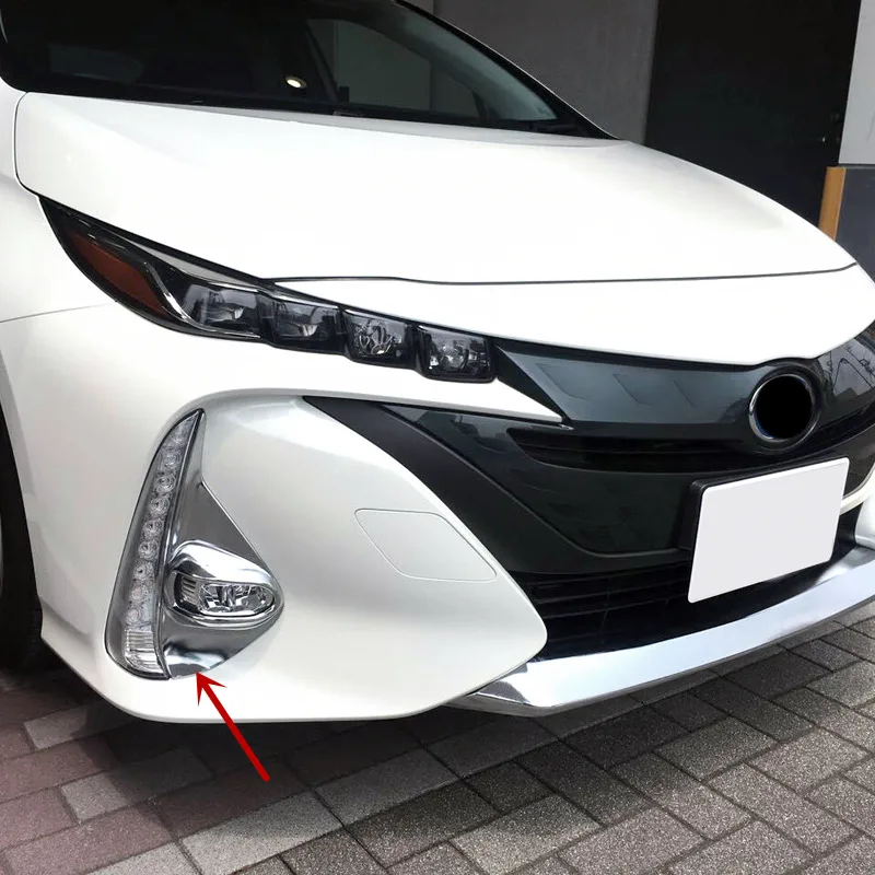 Автомобильный дизайн ABS хромированный передних противотуманных фар Крышка лампы/задних противотуманных фар бровь украшения отделкой для Toyota Prius премьер PHV