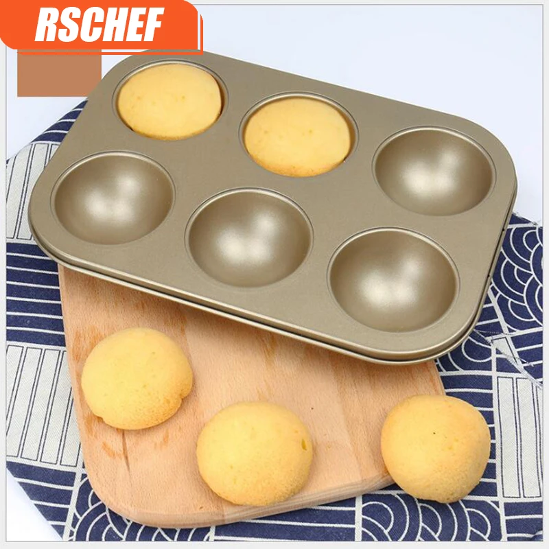 6 золотых сферических чашек антипригарная сковорода для выпечки Маффин Снежная