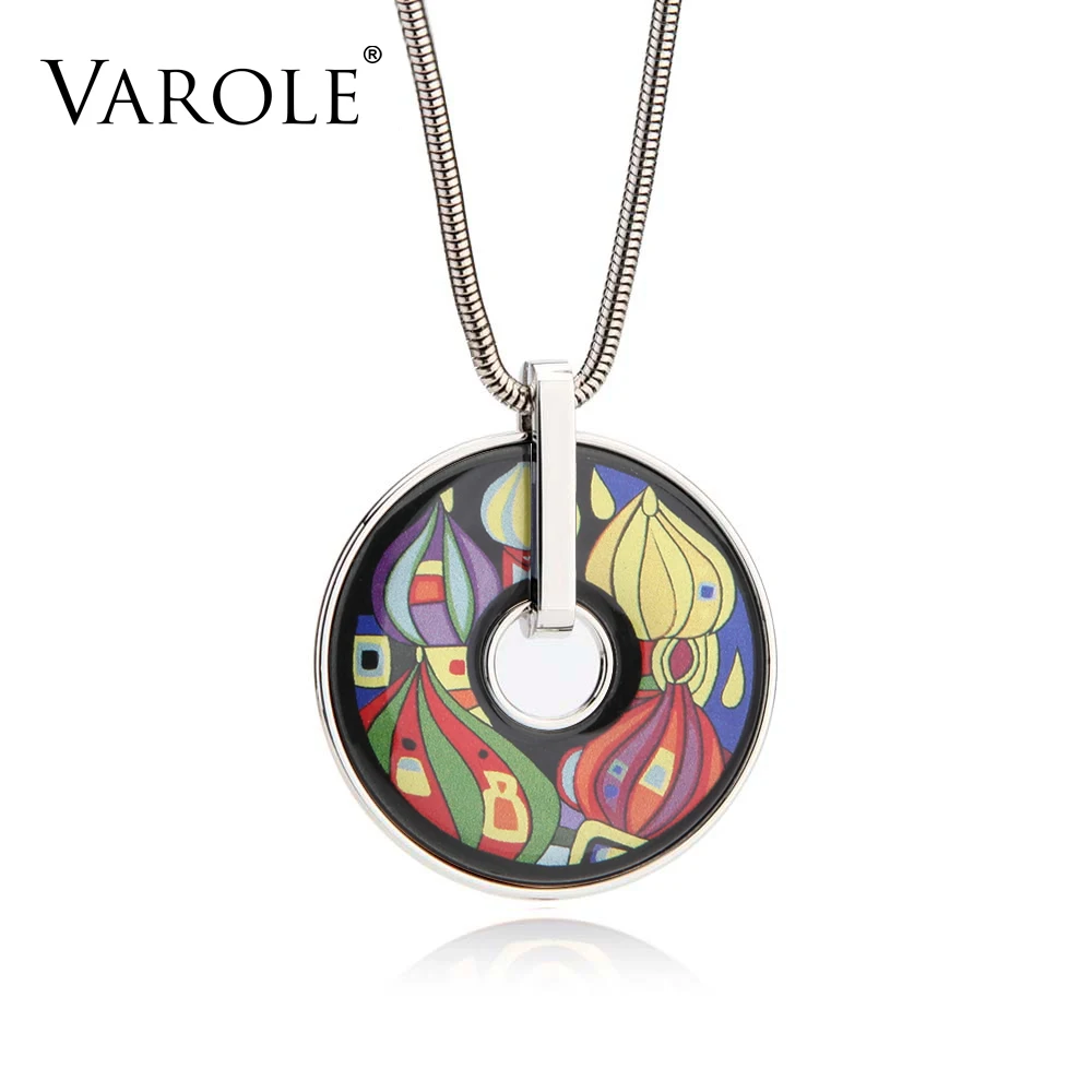 Silver Color VAROLE богемное классическое ювелирное ожерелье для женщин колье Ожерелье Bijoux Femme змеиная цепочка Винтажный стиль окрашенные подвески - Окраска металла: Silver Color
