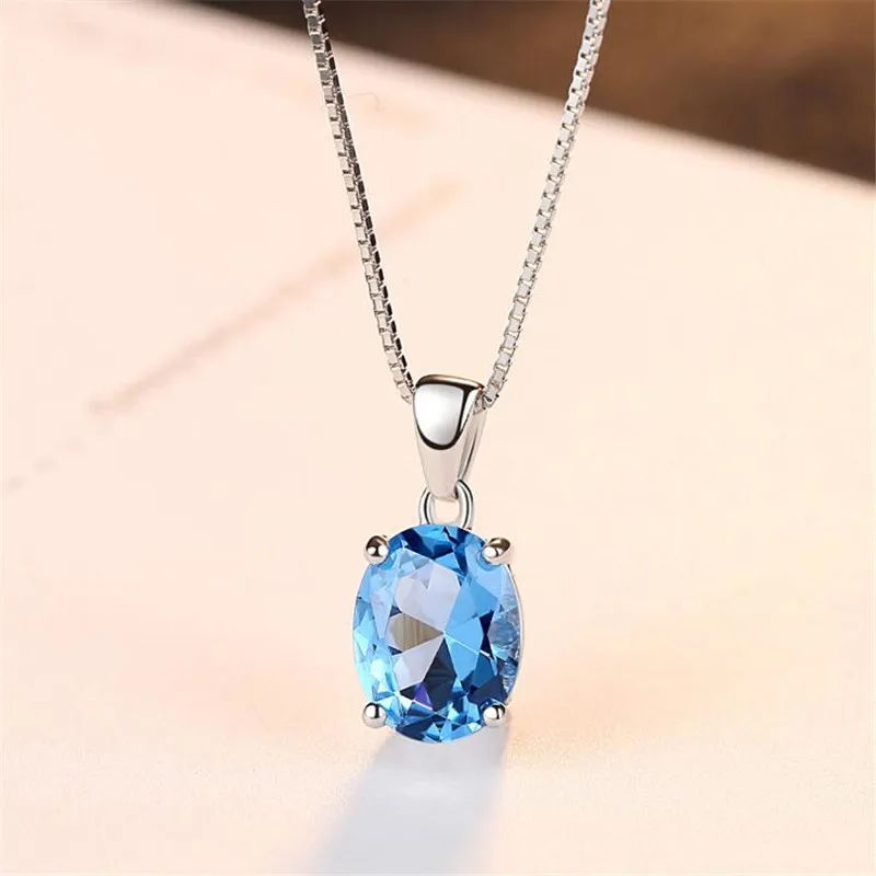 Ожерелье с топазом для женщин 2.63ct ожерелье с кулоном из натурального небесно-голубого топаза 925 пробы Серебряное ювелирное изделие для свадьбы