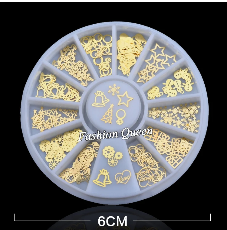 Новинка золотистая металлическая 3d наклейка для дизайна ногтей колесо украшения